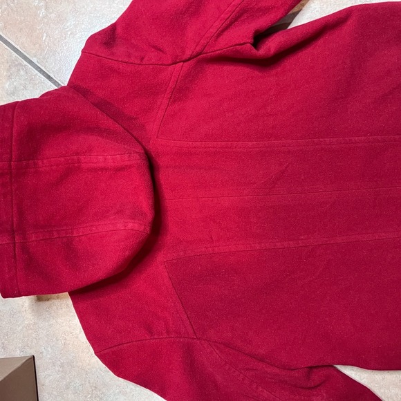St Johns Bay Red Hooded Wool Blend Coat Womens Large Zip Front Winter Jacket - Picture 5 of 7